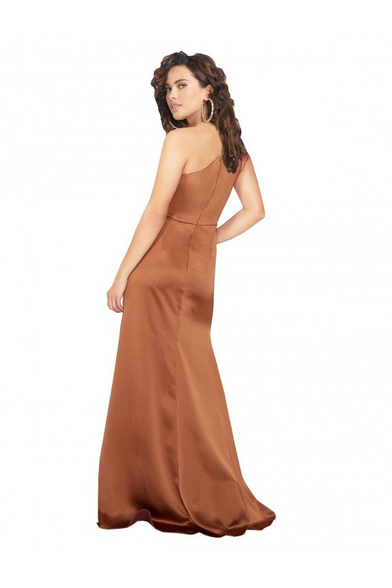 Affordable One Shoulder Formal Silky Satin Bridesmaid Dress / Prom Dress UK