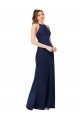 Affordable High Neck Satin Bridesmaid Dress / Prom Dress with Strappy Back UK