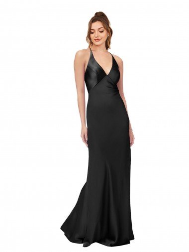 Affordable Cowl Back V-Neck Formal Silky Satin Bridesmaid Dress / Prom Dress UK