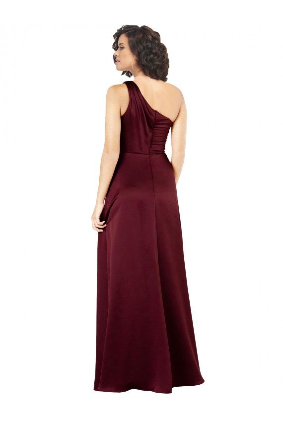 Affordable One Shoulder Formal Silky Satin Bridesmaid Dress / Prom Dress with Subtle Pleats UK