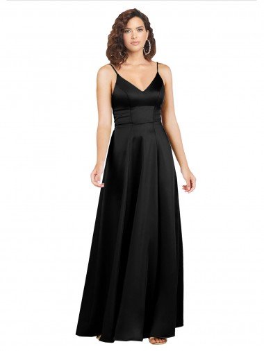 Affordable Formal Silky Satin Floor-Length Long Bridesmaid Dress / Prom Dress with V-Neckline UK