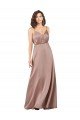 Affordable Subtle V-Neckline Formal Silky Satin Bridesmaid Dress with Front Button Detail UK