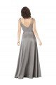 Affordable Plunging V-Neckline Long A-Line Formal Silky Satin Bridesmaid Dress / Prom Dress UK