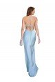 Affordable Open Back with Ties Cowl Neck Sheath Formal Silky Satin Long Bridessmaid Dress UK