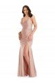 Affordable Deep V-Neck Formal Silky Satin Mermaid Bridesmaid Dress / Prom Dress with Side Slit UK