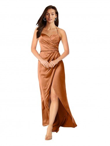 Affordable Faux-Wrap Skirt Formal Silky Satin Bridesmaid Dress / Prom Dress UK