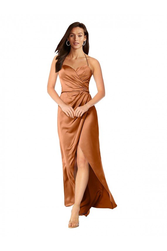 Affordable Faux-Wrap Skirt Formal Silky Satin Bridesmaid Dress / Prom Dress UK