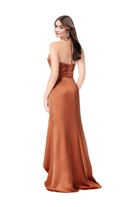 Affordable Faux-Wrap Skirt Formal Silky Satin Bridesmaid Dress / Prom Dress UK