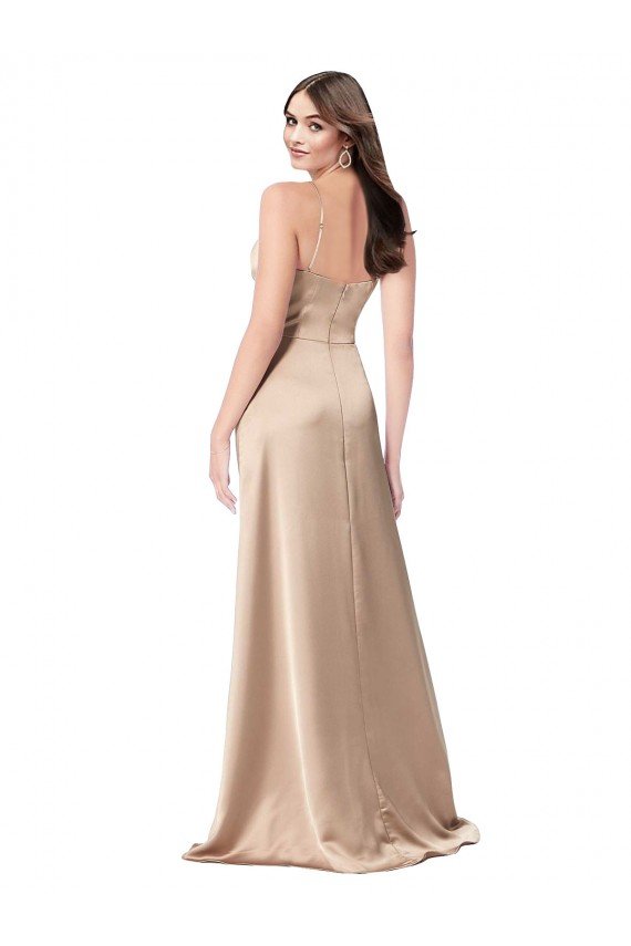 Affordable Formal Silky Satin Bridesmaid Dress / Prom Dress with Draped Surplice Bodice UK