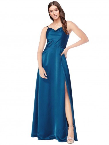 Affordable Cowl Neck Salky Satin Bridesmaid Dress / Prom Dress UK