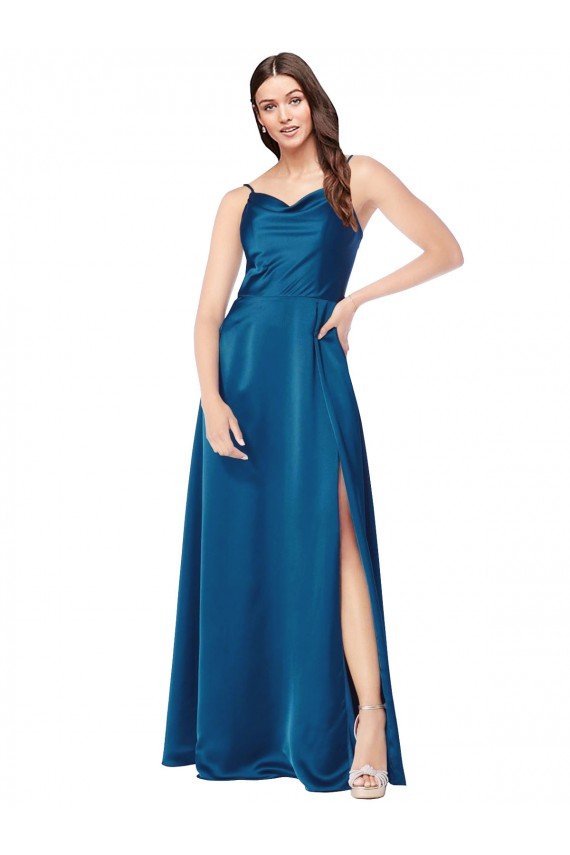 Affordable Cowl Neck Salky Satin Bridesmaid Dress / Prom Dress UK