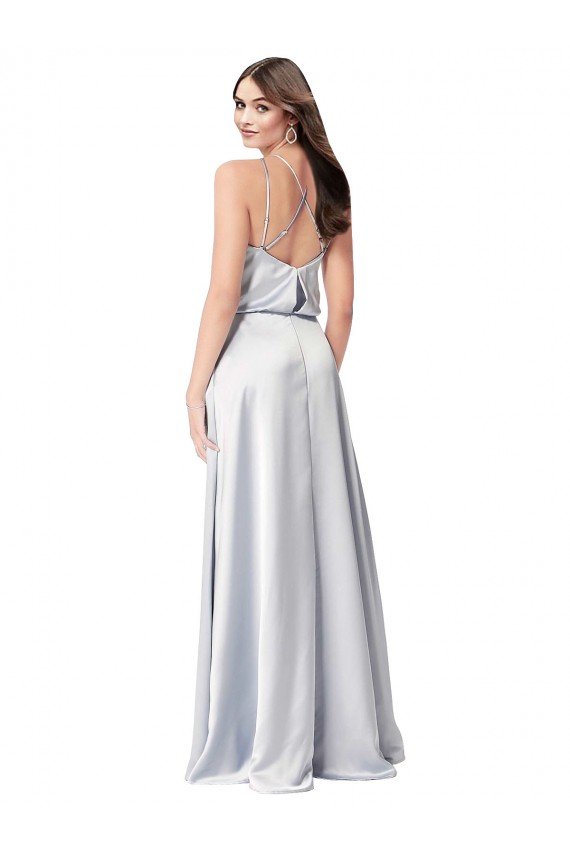 Affordable Halter Neck Formal Silky Satin Bridesmaid Dress with Strappy Back UK