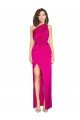 Affordable One Shoulder Long Full Length Formal Silky Satin Bridesmaid Dress / Prom Dress with Front Side Split UK