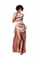 Affordable Low Back One Shoulder Full Length Formal Silky Satin Bridesmaid Dress / Prom Dress UK