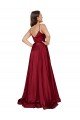 Affordable Deep V-Neck Sweetheart Long Formal Silky Satin Bridesmaid Dress / Prom Dress with Thigh High Slit UK