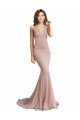 Affordable Deep V-Neck Mermaid Low Back Long Formal Spandex Bridesmaid Dress / Prom Dress UK