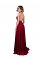 Affordable A-Line Halter Plunge V-Neckline Open Back Formal Spandex Bridesmaid Dress / Prom Dress with Slit UK