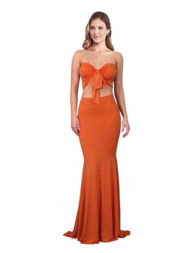 Affordable Strapless Bandeau Bodice Long Formal Spandex Bridesmaid Dress / Prom Dress UK