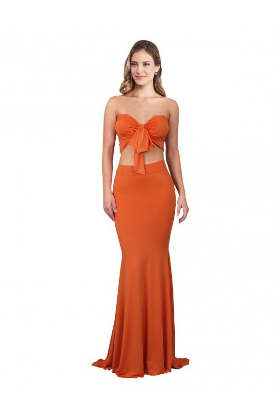 Affordable Strapless Bandeau Bodice Long Formal Spandex Bridesmaid Dress / Prom Dress UK