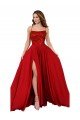 Affordable Lace Over Bodice Long Spandex Bridesmaid Dress / Prom Dress with Slit UK