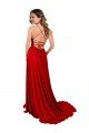 Affordable Lace Over Bodice Long Spandex Bridesmaid Dress / Prom Dress with Slit UK