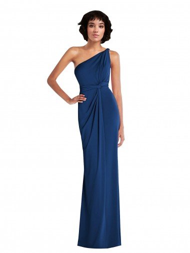 Affordable Grecian Inspired One Shoulder Twist Draped Maxi Spandex Bridesmaid Dress / Prom Dress UK