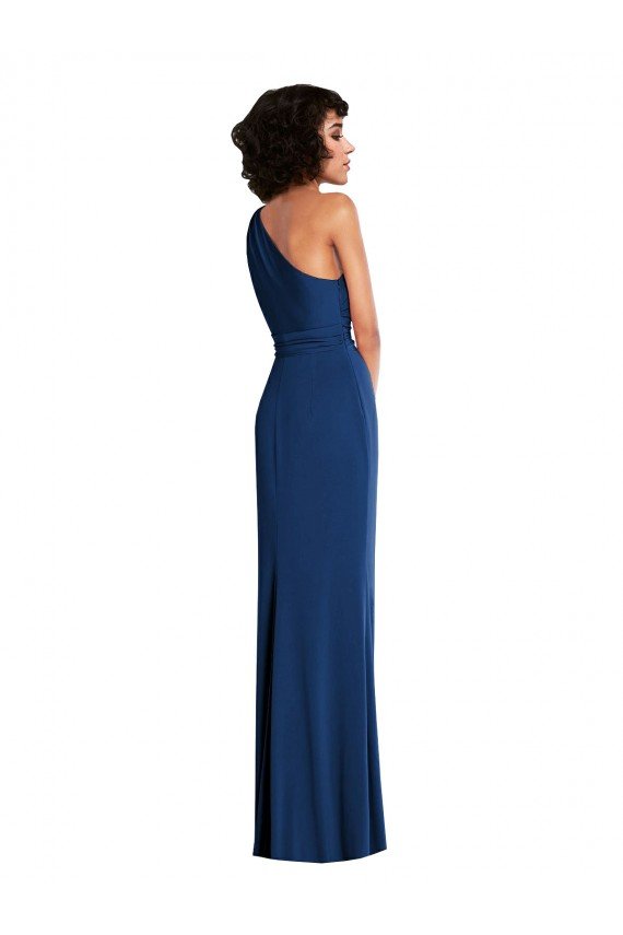 Affordable Grecian Inspired One Shoulder Twist Draped Maxi Spandex Bridesmaid Dress / Prom Dress UK