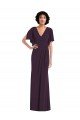 Affordable Faux Wrap Split Sleeves Formal Maxi Spandex Bridesmaid Dress / Prom Dress with Cascade Skirt UK