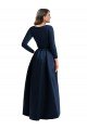 Affordable Long Sleeves Wrapped Formal Spandex Bridesmaid Dress / Prom Dress with High Low Full Skirt and Pockets UK