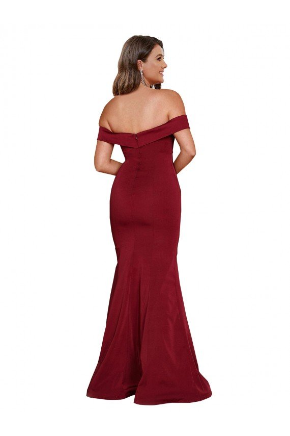 Affordable Off Shoulder Sleeves Sweetheart Neckline Long Formal Spandex Bridesmaid Dress / Prom Dress UK