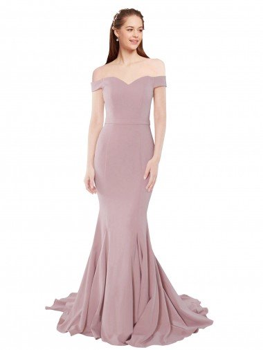 Affordable Off the Shoulder Mermaid Long Sweep Train Bridesmaid Dress / Prom Dress UK