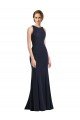 Affordable High Neck Sheath Long Crepe Bridesmaid Dress / Prom Dress UK