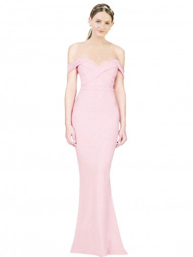 Affordable Full Length Off the Shoulder Bridesmaid Dress / Prom Dress with Twist Front UK