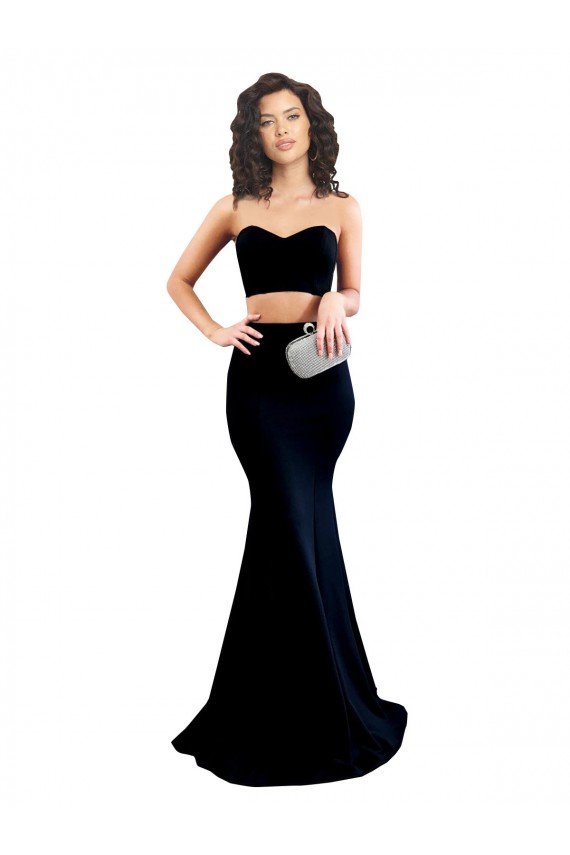 Affordable Two Piece High Neck Formal Crepe Bridesmaid Dress / Prom Dress UK