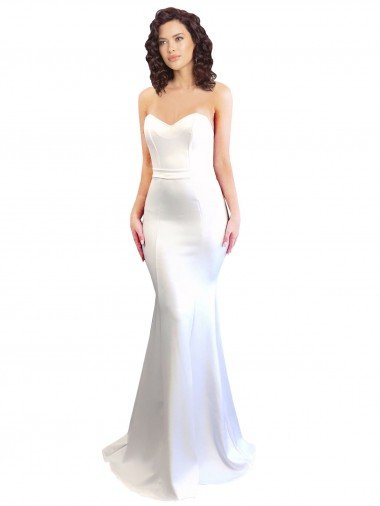 Affordable Sweetheart Strapless High Neck Long Formal Crepe Bridesmaid Dress / Prom Dress UK