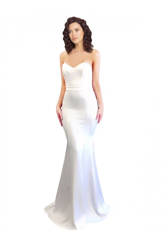 Affordable Sweetheart Strapless High Neck Long Formal Crepe Bridesmaid Dress / Prom Dress UK