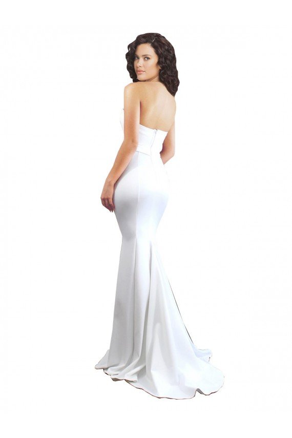 Affordable Sweetheart Strapless High Neck Long Formal Crepe Bridesmaid Dress / Prom Dress UK