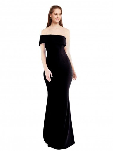 Affordable Asymmetrical Draped Off the Shoulder Banded Formal Crepe Bridesmaid Dress / Prom Dress UK