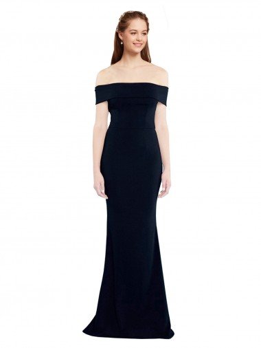 Affordable Off the Shoulder Fitted Formal Crepe Bridesmaid Dress / Prom Dress with Back Cut Out UK