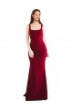 Affordable Square Neckline and Backline Fitted Formal Crepe Bridesmaid Dress / Prom Dress UK