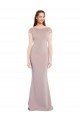 Affordable Boat Neck Cap Sleeve Formal Crepe Bridesmaid Dress / Prom Dress with Plunging Tie Back UK