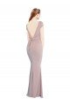 Affordable Boat Neck Cap Sleeve Formal Crepe Bridesmaid Dress / Prom Dress with Plunging Tie Back UK