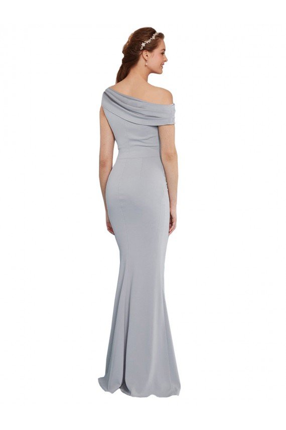 Affordable Off the Shoulder Asymmetrical Mermaid Formal Crepe Bridesmaid Dress / Prom Dress UK