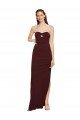 Affordable Twisted Strapless Keyhole Long Formal Crepe Bridesmaid Dress / Prom Dress with Slit UK