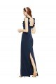 Affordable Scoop Neck with Ruffles Long Formal Crepe Bridesmaid Dress / Prom Dress with Back Slit UK