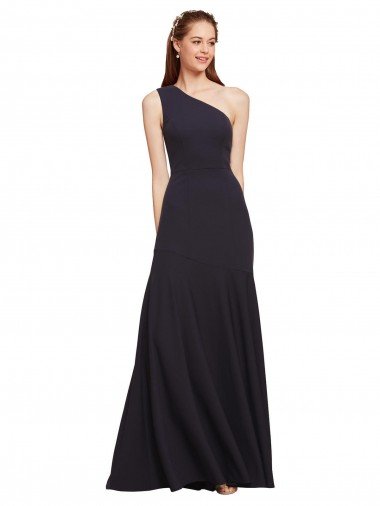 Affordable Fit and Flare Formal Crepe Bridesmaid Dress / Prom Dress with One Shoulder UK