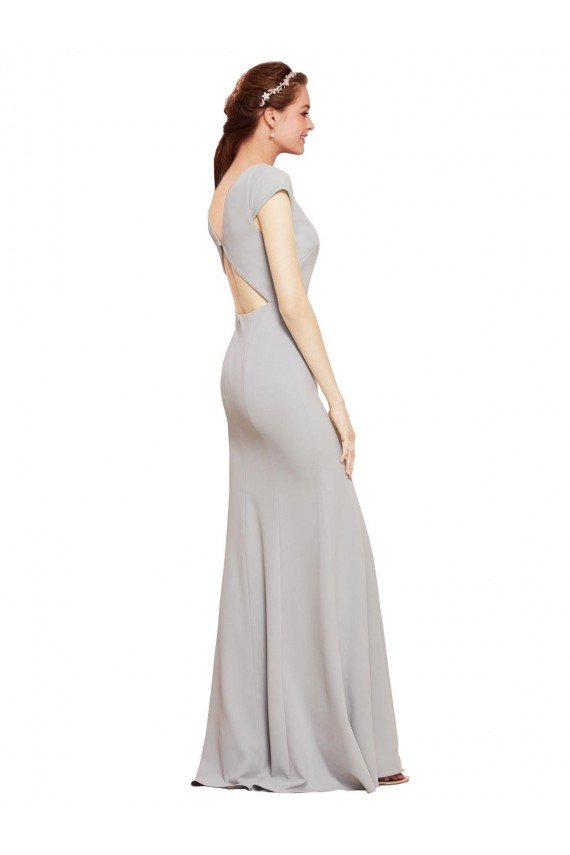 Affordable Fit and Flare Long Formal Crepe Bridesmaid Dress / Prom Dress with Tie Open Back UK