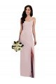 Affordable Spaghetti Strap V Back Formal Crepe Bridesmaid Dress / Prom Dress with Front Slit UK