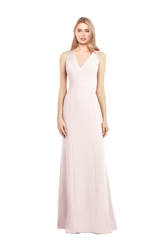 Affordable V-Neck Keyhole Back Crepe Trumpet Bridesmaid Dress / Prom Dress UK