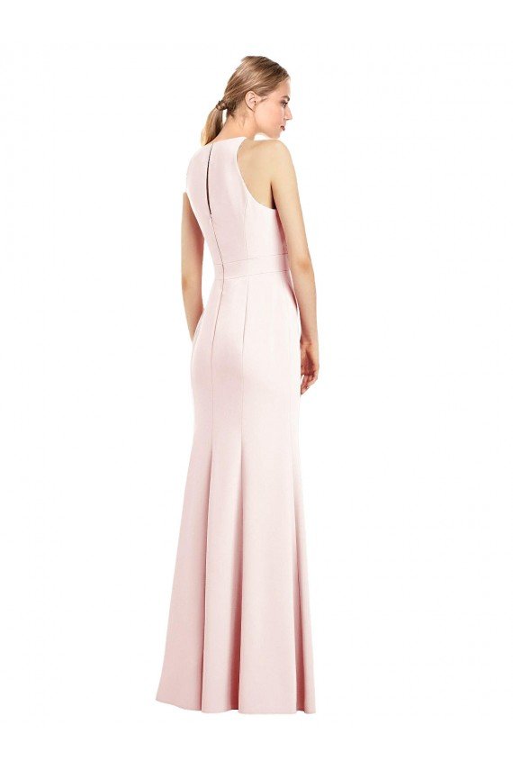 Affordable V-Neck Keyhole Back Crepe Trumpet Bridesmaid Dress / Prom Dress UK